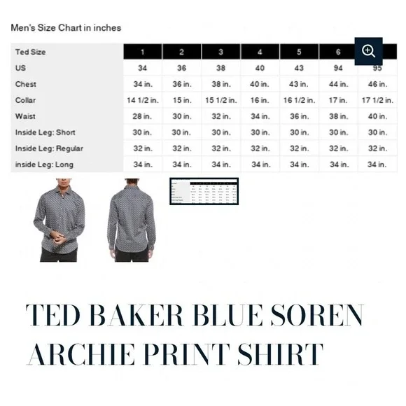 Ted Baker London Men S SOREN LS ARCHIE PRINT Slim Fit Button Down Shirt‎ NWT